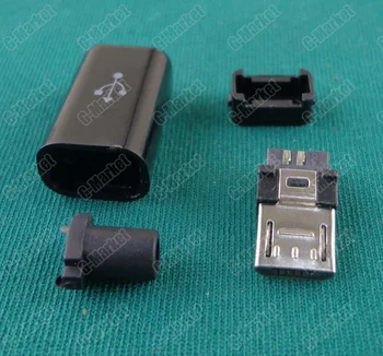 

50pcs DIY Male Micro USB Connector Type B Male 5pin port Male Four Piece Assembly Connector Plug Socket