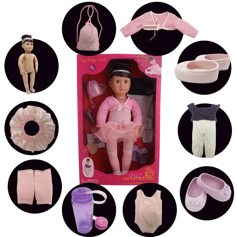 Комплект одежды Балетная куклы 18 дюймов американская кукла набор = кукла+ аксессуары для нашего поколения на Рождество и день рождения для девочек, подарок