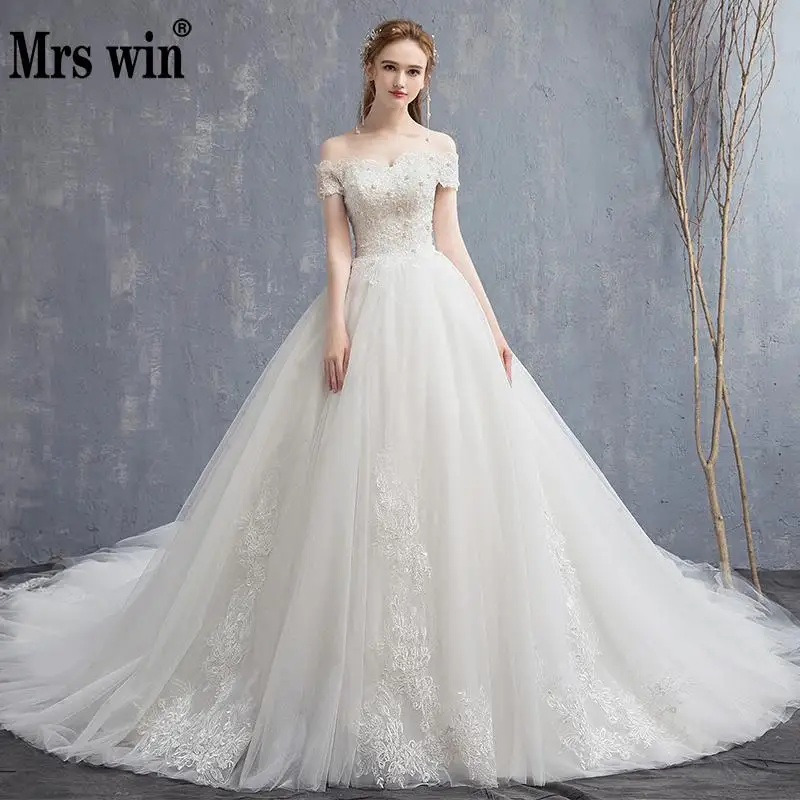 Best Price Mrs Win Applique Kant Vintage Trouwjurk 2020 Nieuwe Off Shoulder Bruid Jurk Prinses Droom Trouwjurk China Bruidsjurken