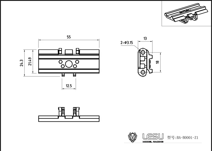 1/14 гусеничный экскаватор 55 мм широкий крючок машина BA-B001-Z1 DIY Изменение экскаватор бак