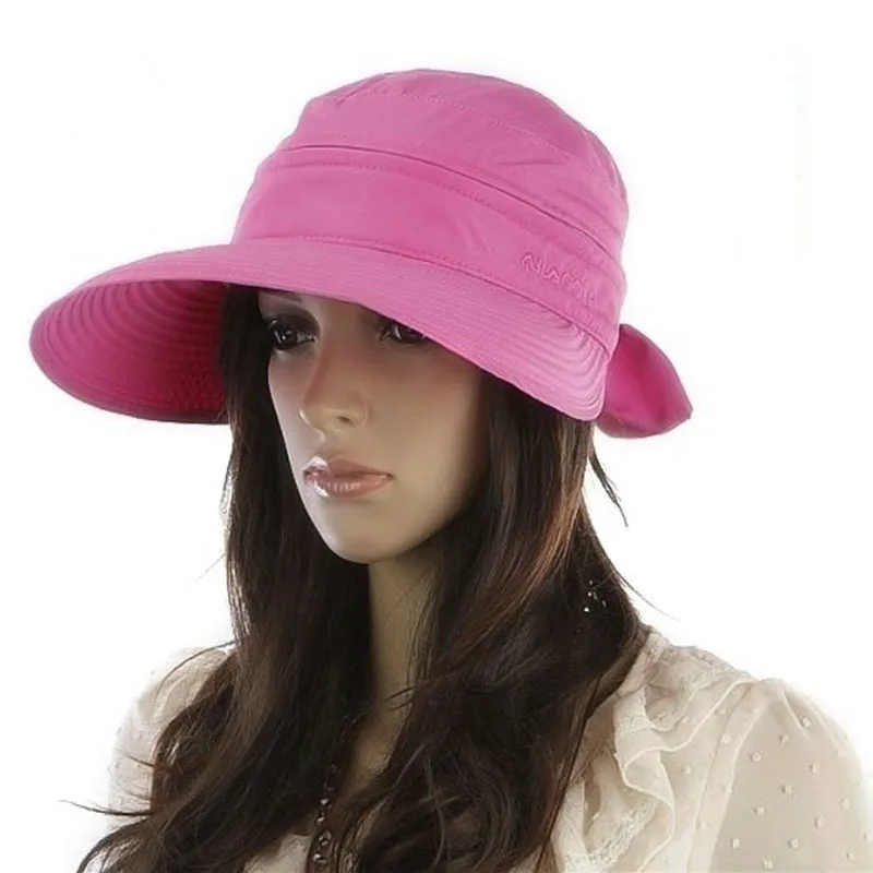 Women Summer Fashion Removable Sun Hat Trendy Simple Bowknot Big Visor