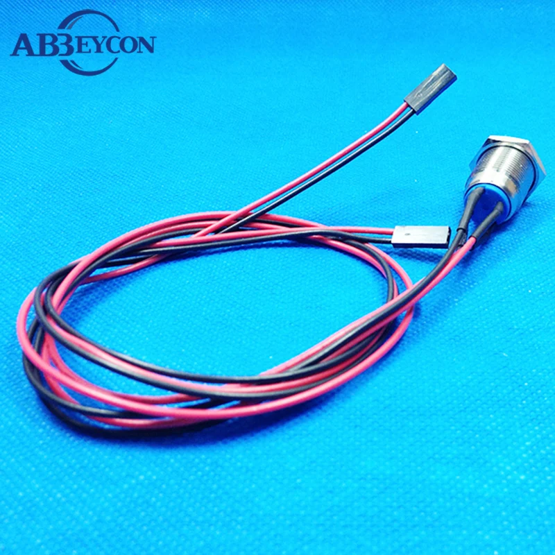 ABBEYCON 16mm Flat round head momentary ring LED lamp metal push button switch with 150mm long 22AWG 2pin connector | Обустройство