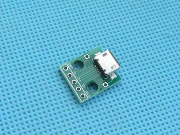 

50pcs MICRO USB to DIP Adapter 5pin female connector B type pcb converter