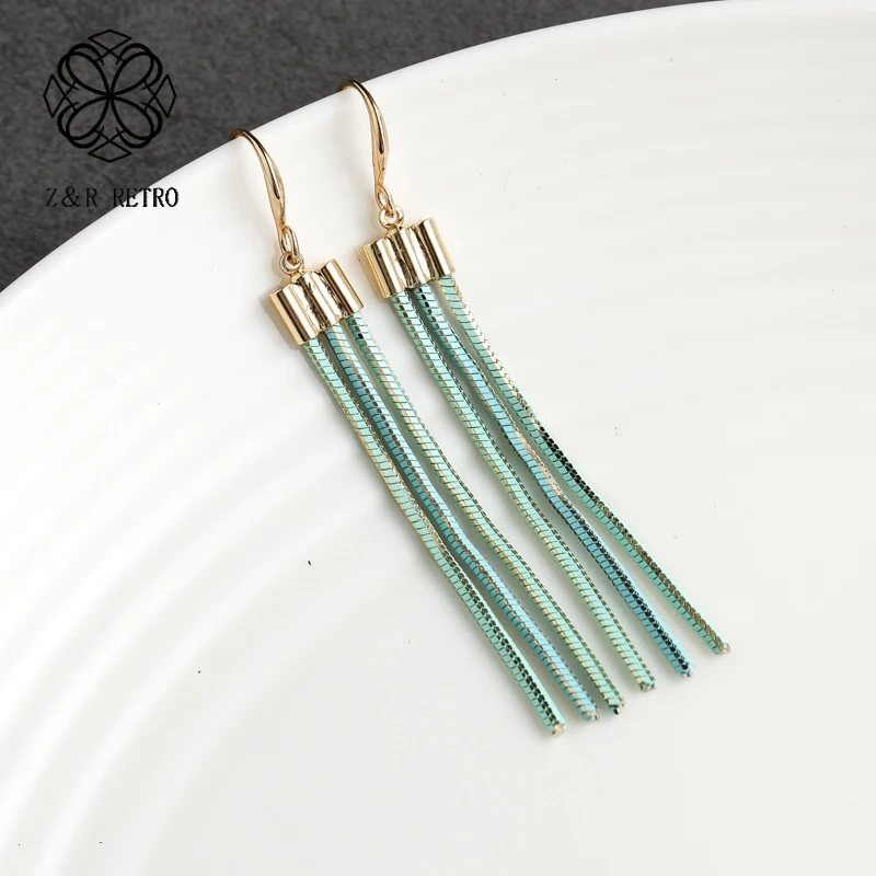 

Personalized Tassel Drop Earrings For Women Statement Jewelry Trendy Hook Earring Metal Fringe Eardrop