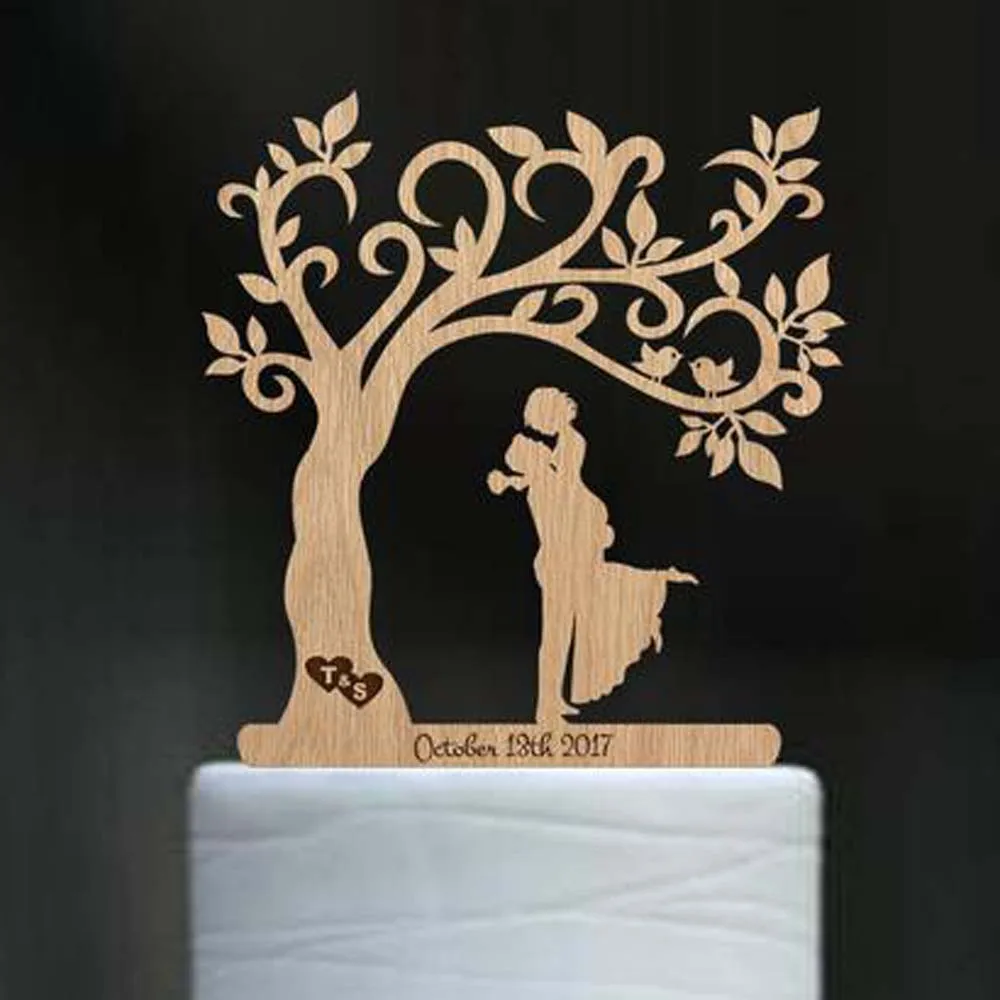 Personalized Wedding Rustic Cake Topper Custom Wood Cake Topper Mr Mrs Cake Topper Tree wedding topper Last Name Topper wood