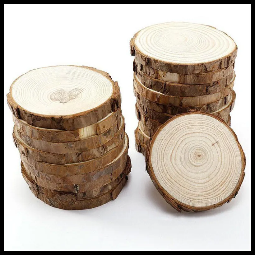 

5pcs Unfinished Natural Round Wood Slices Circles With Tree Bark Log Discs For DIY Crafts Wedding Party Painting Decoration