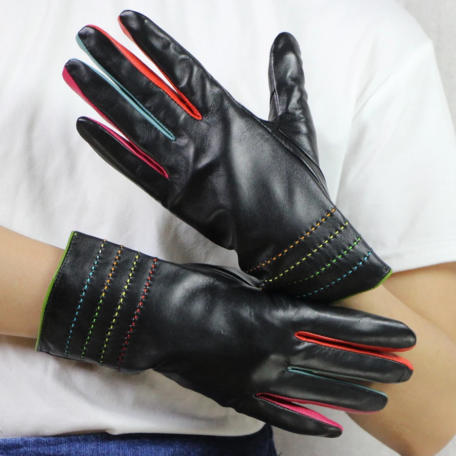 

Ladies leather gloves,Polyester,Genuine Leather,Length 25 cm,colorful stleather gloves,Ladies gloves,Female gloves,Free shipping