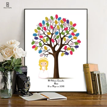 

Exquisite Mi Primera Comunion Fingerprint Signature Guest Book With Blonde Angel,Gift For First Holy Communion Ablution