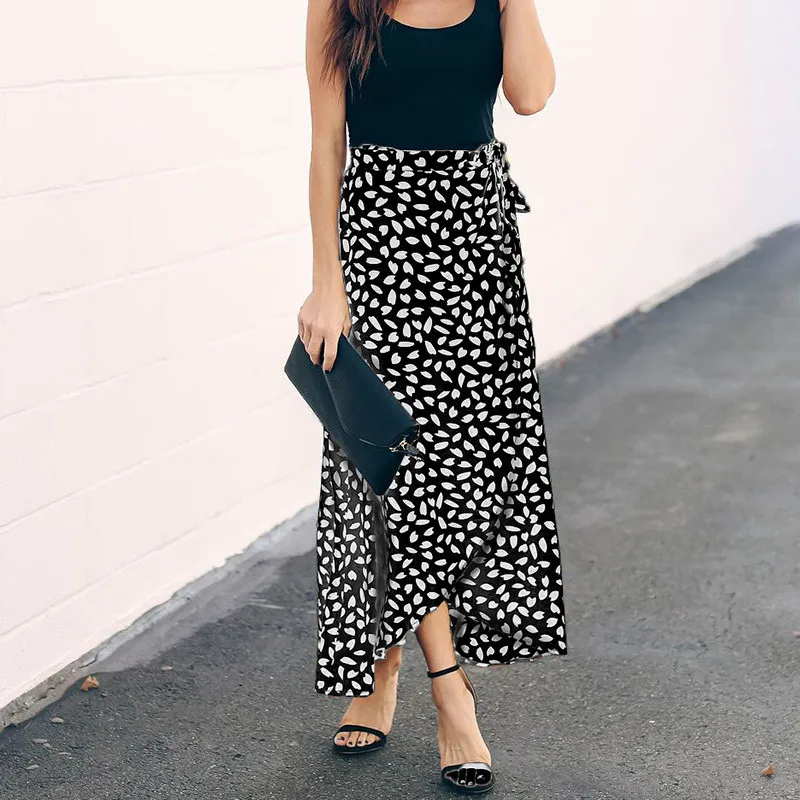 Ursohot Sexy High Split Wrap Boho Maxi Skirts Women 2019 Summer High Waist Asymmetric Long Skirt Floral Print Beach Skirt Female Ursohot Sexy High Split Wrap Boho Maxi Skirts Women 2019 Summer High Waist Asymmetric Long Skirt Floral Print Beach Skirt Female