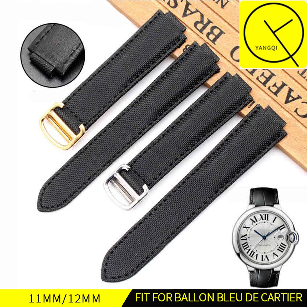 

Nylon Leather Strap Deployment Stainless Steel Buckle for Blue Balloon Watch Bracelet for 11mm 12mm Black Quality Tools
