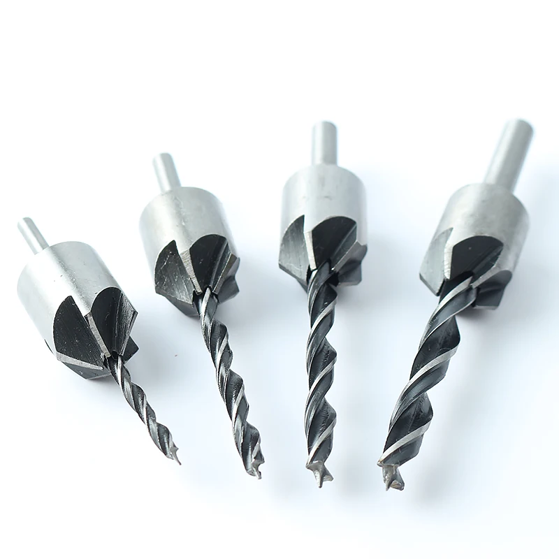 4pcs Hss 5 Flute Countersink Drill bit Three Sharp Reamer Carpentry Chamfer 3/4/5/6mm Sink Hole Reaming Woodworker Woodworking 4pcs Hss 5 Flute Countersink Drill bit Three Sharp Reamer Carpentry Chamfer 3/4/5/6mm Sink Hole Reaming Woodworker Woodworking