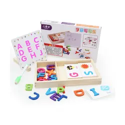 Материалы Montessori капитал прописные и строчные буквы алфавита доска Язык обучения Монтессори Обучающие деревянные игрушки подарок для детей