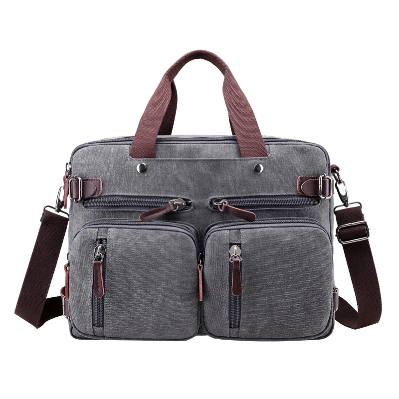 

Men Canvas Shoulder Bag Durable Laptop Double Handle Handbag with Multi Pockets Large Dad Bag High Quality Men's Messenger Bags