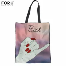FORUDESIGNS/лучшие друзья печать льняные сумки повседневные холщовые Хозяйственные Сумки для дам модные пляжные тканевые сумки женские