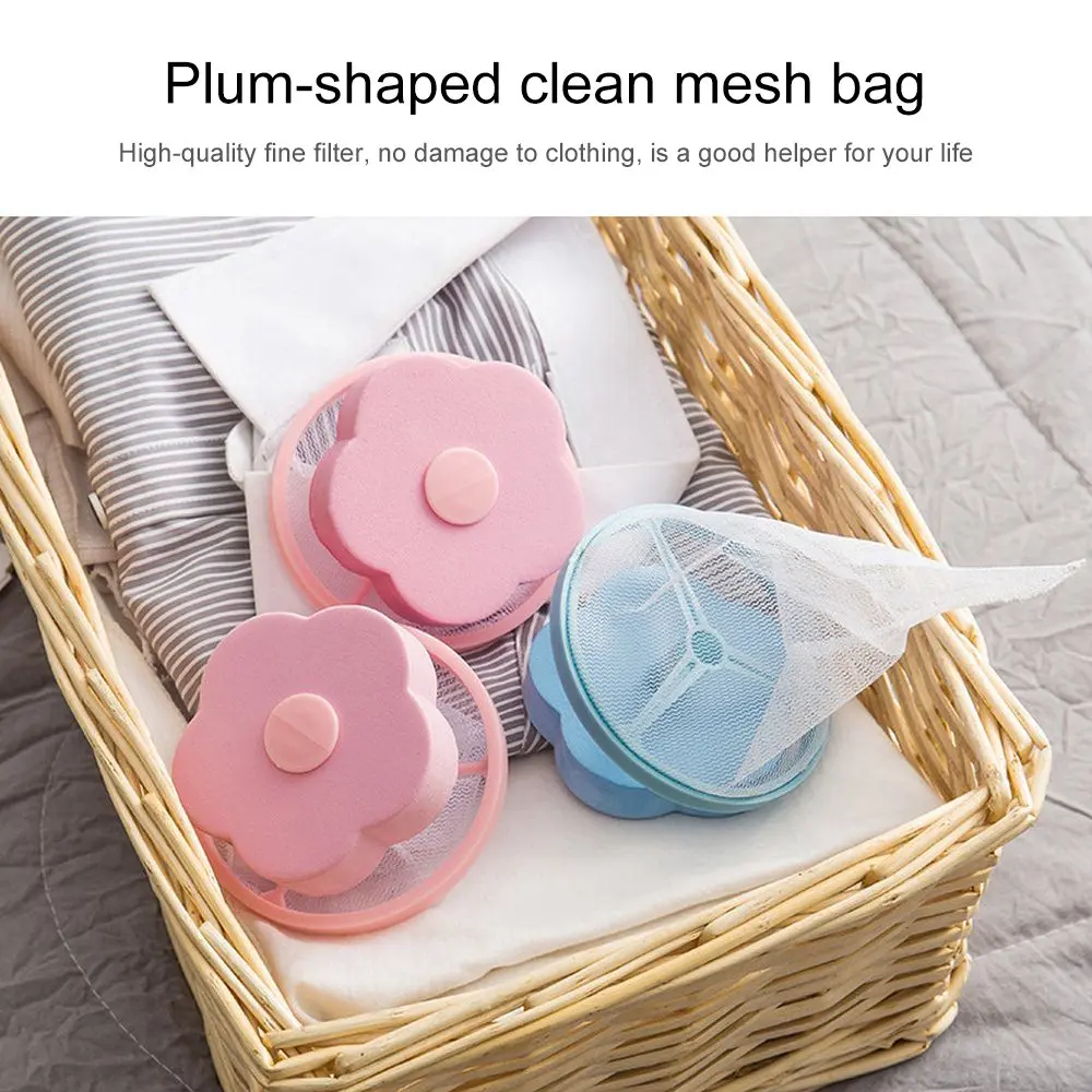 

Reusable Washing Machine Cleaning Net Household Floating Cotton Velvet Mesh Bag Practical Plum-Shaped Filter Bag Remove Debris