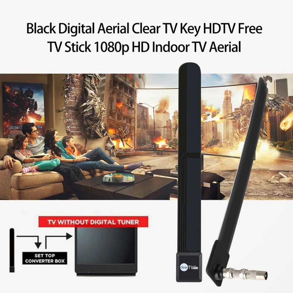 Черная Цифровая воздушная прозрачная ТВ-клавиша HD tv ТВ-палка внутренняя ТВ-антенна 1080p HD канатная канавка для усиления сигнала для дома