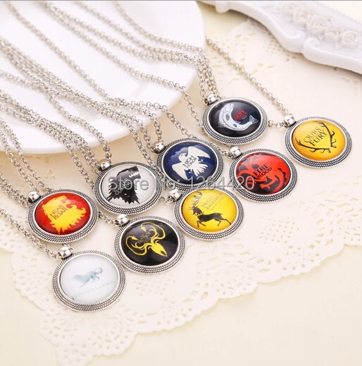 

2015 New Design Trinket Necklace Game of Thrones The Song of Ice and Fire Pendant Necklace Vintage Necklace 9 Designs 20pcs/lot