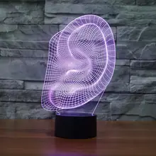 3D уха лампа Illusion лампа 7 видов цветов изменения для мальчика подарок Игрушечные лошадки декоративно-прикладного искусства USB маленький ночник рисунок номера украшения