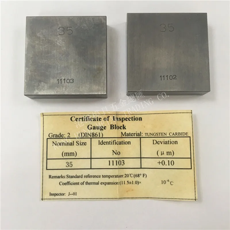 

Hard Alloy Tungsten Carbide gauge block 35mm Grade 2