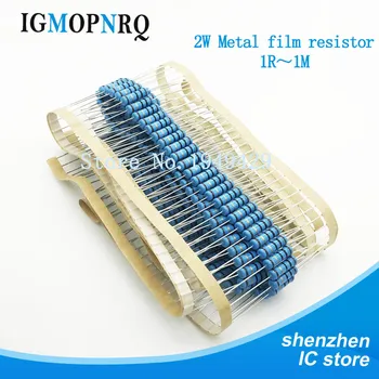 

100pcs 2W Metal film resistor 1% 1R~1M 2.2R 4.7R 10R 22R 47R 100R 220R 470R 1K 10K 100K 2.2 4.7 10 22 47 100 220 470 ohm