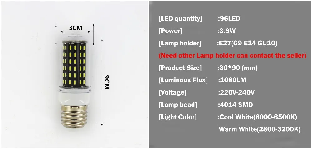 ANJOET светодиодный лампы реального без мерцания Smart Мощность IC дизайн высокий люмен Светодиодная с долгим сроком службы светодиодная лампа-кукуруза 4014 SMD E27 220 V возможность замены галлогеновой лампой