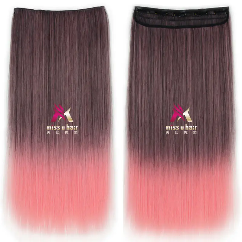 Miss U волосы длинные прямые волосы на заколках для наращивания градиентный красный черный фиолетовый цвет женский синтетический парик 5 клипс в шиньоне