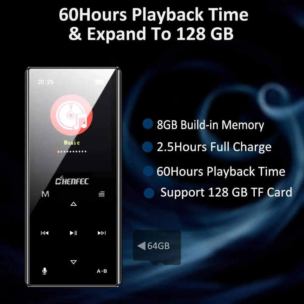 2020 новый обновленный Bluetooth 4 2 металлическая Спортивная сенсорная кнопка MP3 плеер