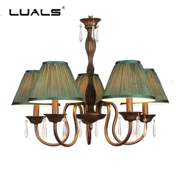 

American Pendant Lamp Cloth Lampshade Pendant Light metal Modern LED Pendant Lights Luxury Crystal Pendant Lights Home Lighting