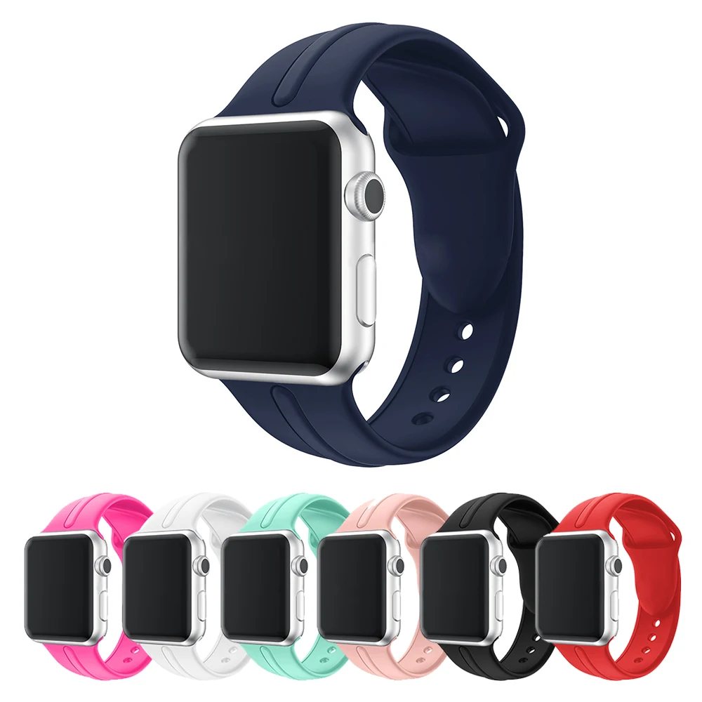 

Nvpone Sport Strap for Apple Watch Band Soft Silicone 38mm Series 1/2/3 Watchband 42mm Replacement Strap for iWatch Bands