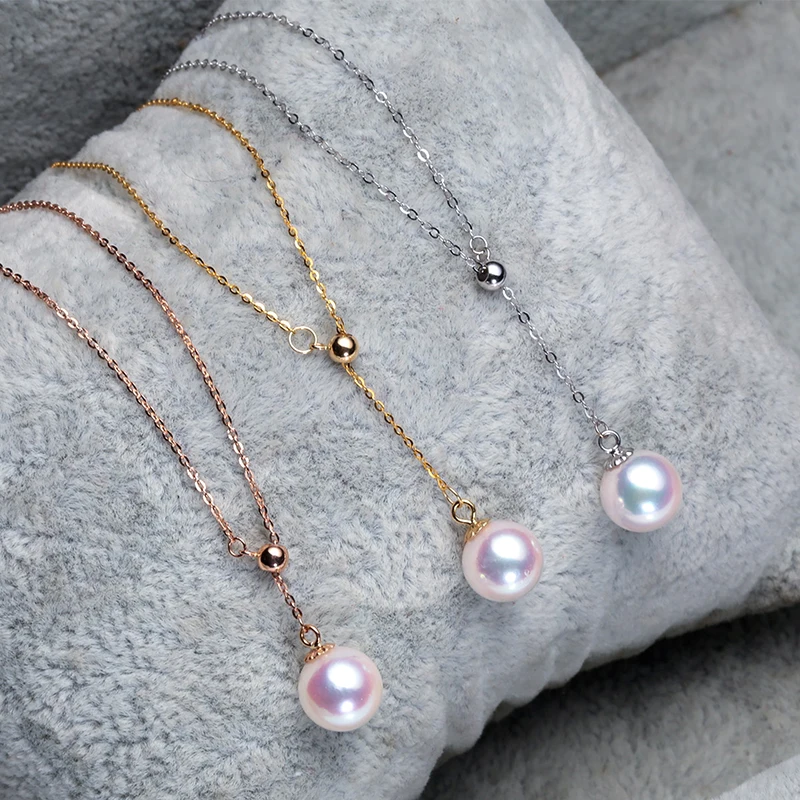 ROSE GOLD WHITE GOLD YELLOW GOLD Y necklace white pearl
