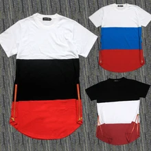 Herren t-shirts mode 2015 swag t-shirts goldene reißverschluss Hiphop KTZ-T-SHIRT jay-z Atmungsaktive feste Baumwolle Patchwork erweiterte drop T hemd