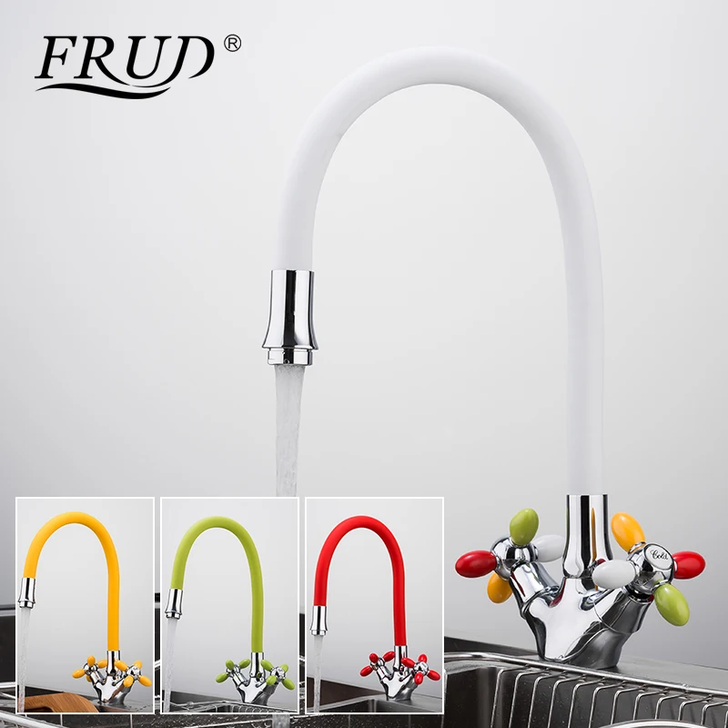 FRUD кухонные краны 4 цвета двойная ручка кухонный смеситель для раковины воды