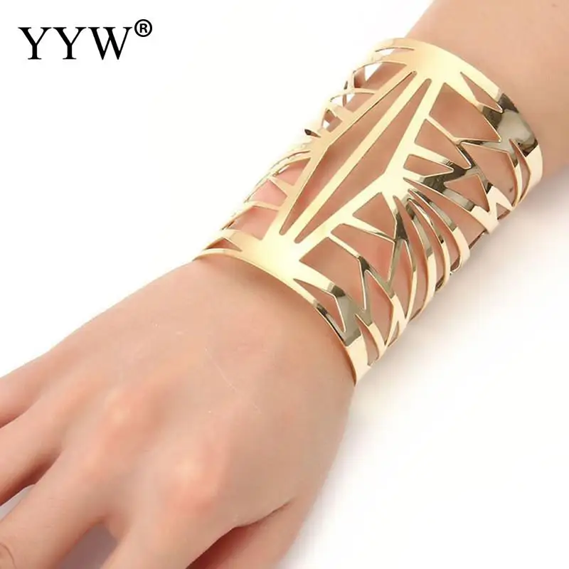 ENSKEFEN Gold Cuff Bracelet For Women Chunky Multi-layer Cross