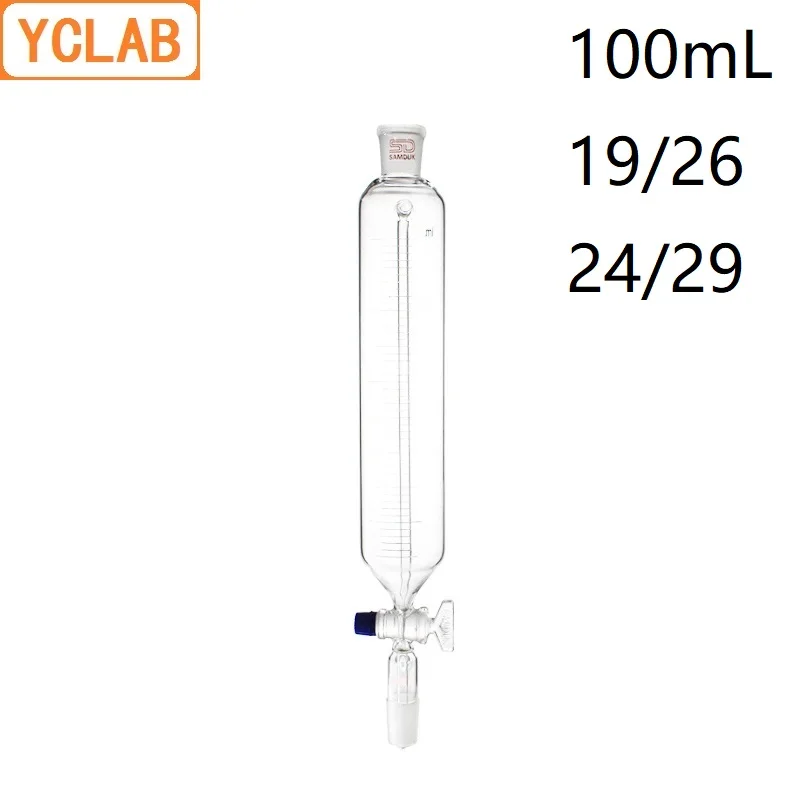 YCLAB 100mL 19/26 &amp 24/29 Constant Pressure Funnel with Graduation High Temperature Resistance Glass Lab Chemistry Equipment |