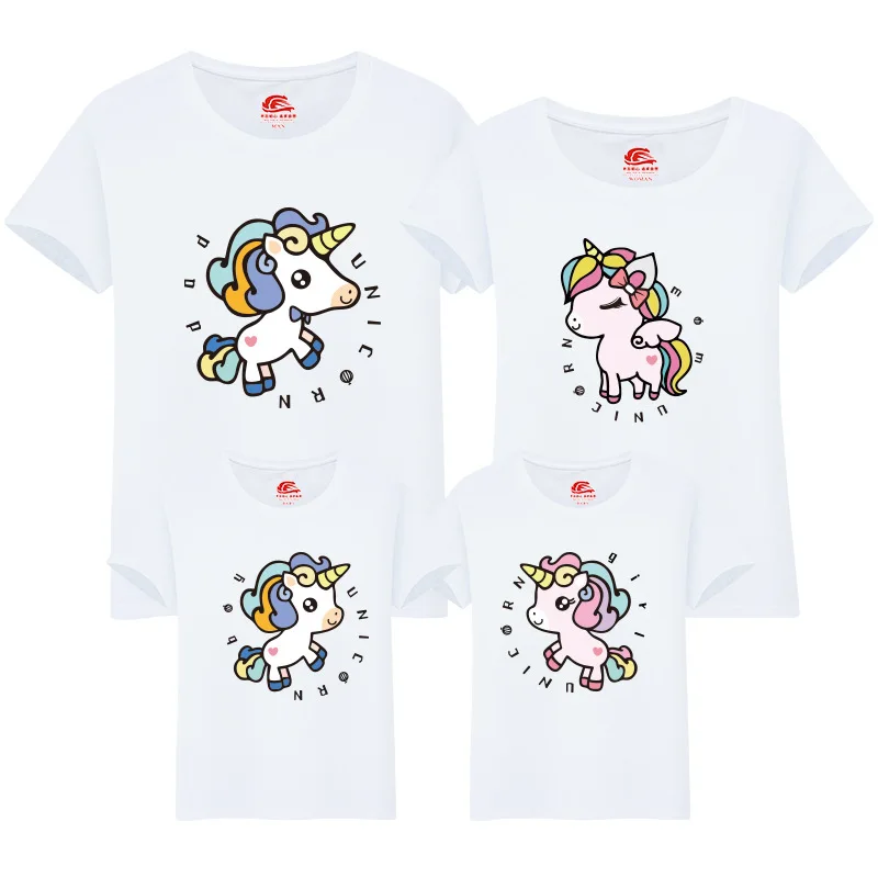 

Cute Unicorn Tshirts Family Matching Clothes Mother Daughter T Shirts Mommy and Me Daddy Son Family Look Clothing Summer Outfits