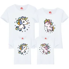 Cute Unicorn Tshirts Family Matching Clothes Mother Daughter T Shirts Mommy and Me Daddy Son Family Look Clothing Summer Outfits unicorn inflatable cosplay costume mother daughter clothes ride on animal outfit for child adult matching outfits family look