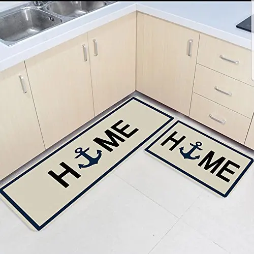

2 Piece Kitchen Mats and Rugs Set Vintage Anchor Homoe Home Deocr Non Skid Area Runner Doormats Carpet