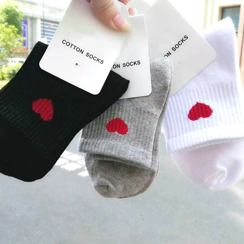 Милые простые женские носки Love Heart для колледжа теплые удобные хлопковые милые