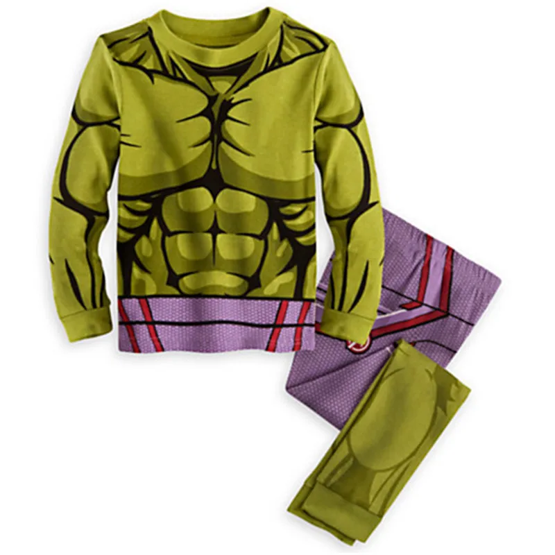 Детская хлопковая пижама с Капитаном Америка Железным человеком Человеком-пауком ночное белье для мальчиков детская одежда для сна комплект одежды герои+плащ