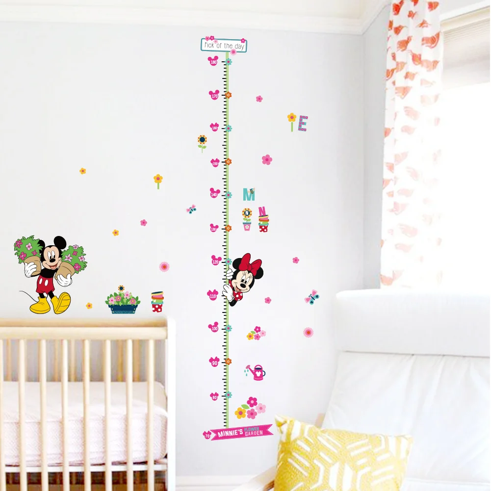 Минни Микки Таблица роста наклейки на стену для детей комнаты украшения дома мультфильм измерения высоты наклейки ПВХ плакат с художественным искусством подарок