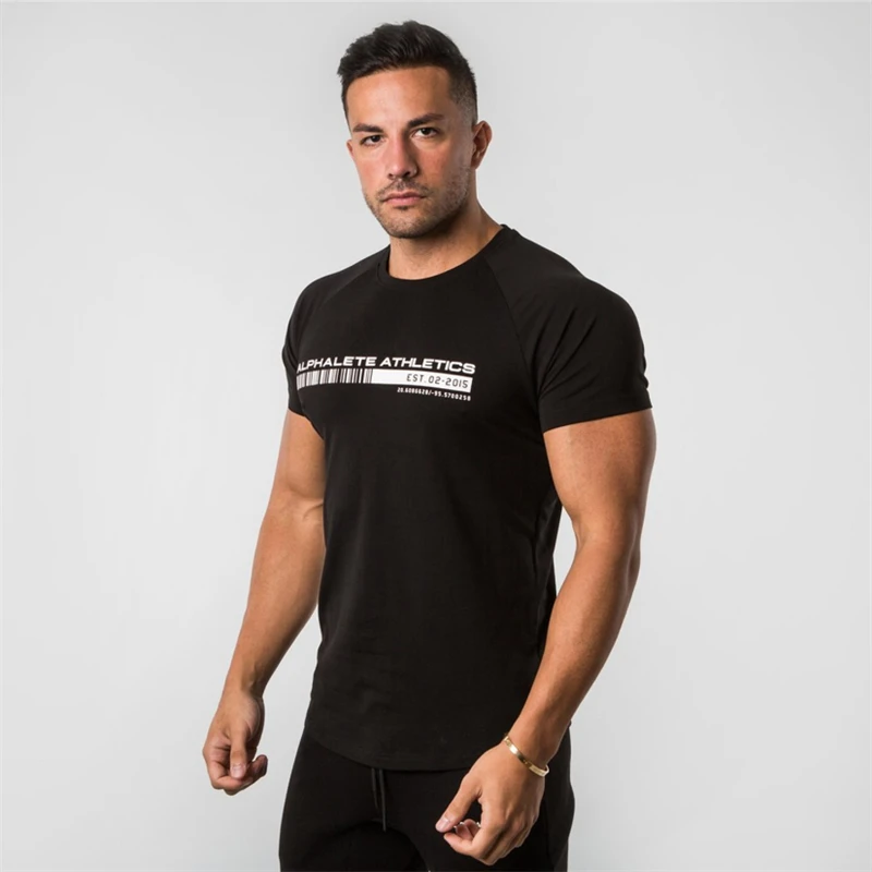 2019 Summer New ALPHALETE Men's Cotton Short Sleeve T-Shirt Gym Fitness Shirt Men's Casual Fashion Print O-Neck T-Shirt 2019 Summer New ALPHALETE Men's Cotton Short Sleeve T-Shirt Gym Fitness Shirt Men's Casual Fashion Print O-Neck T-Shirt