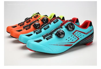 

Santic Men's Orange Road Cycling Shoes Carbon Light Sole Annular Sapatilha Ciclismo Zapatillas Eur Size 39-45 450g S12021