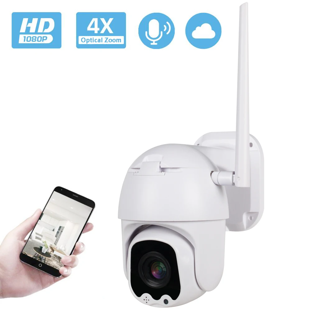 

4X Motorized Zoom Wireless PTZ IP Camara 1080P Outdoor Wifi Security Camera IR Night Vision Two Way Audio Home Safe