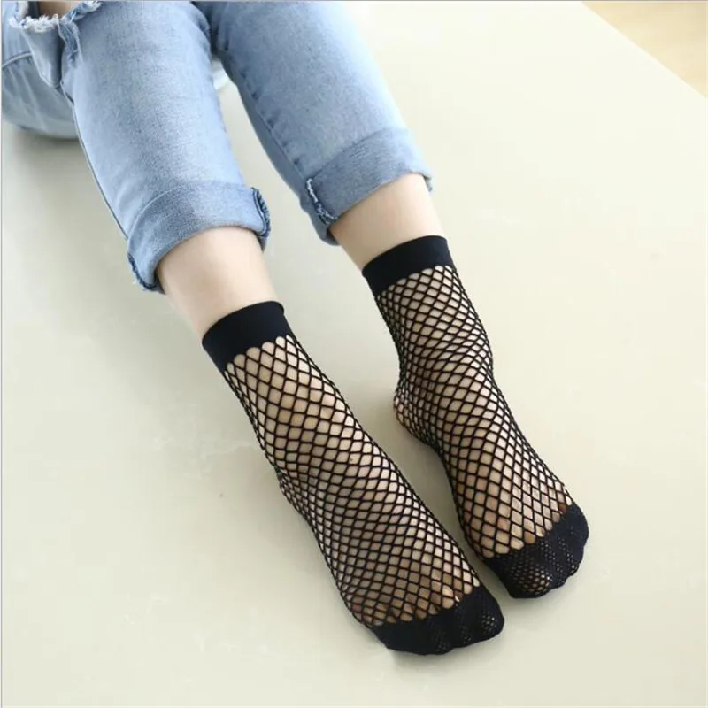 Милые женские сетчатые носки, сексуальные ажурные носки, Harajuku, яркие цвета, дышащие сетчатые носки, шикарная уличная одежда для женщин