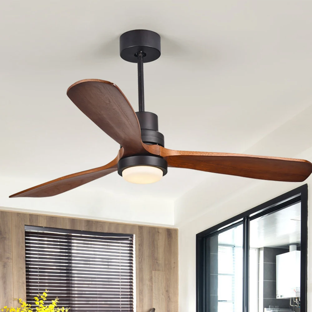 

LED Ceiling Fan 220V/110V For Living Room Wooden Ceiling Fans With Lights 52 Inch Blades Cooling Fan Remote 42 Inch Fan Lamp