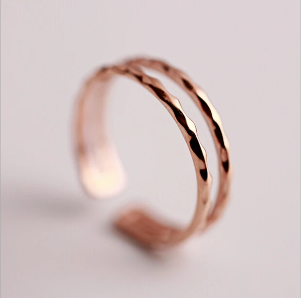 ripple Cute Rings 100% Sterling 925 silver Jewelry  Vintage Adjustable rings for women gift