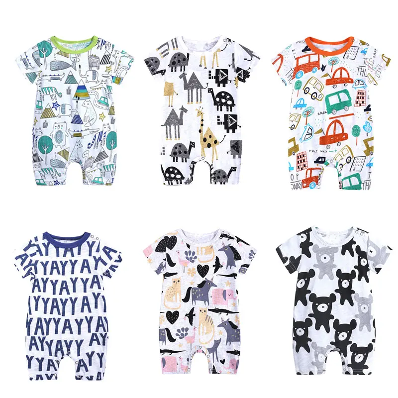 

Baby Summer Cotton Romper Boys Girls Kids Clothes Knitted Cartoon Short-sleeved Jumpsuit Outfits 0-24 Months HOOLER