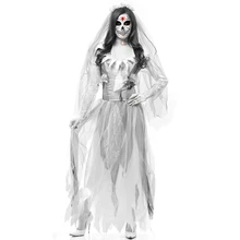 Хэллоуин мертвый Труп невесты костюм женщин длинное платье страшный зомби призрак Свадебный Косплей