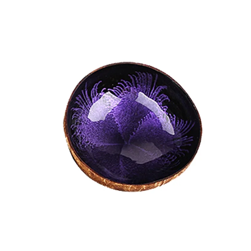 Натуральный кокос чаша для хранения ключей конфеты чернильный креативный орнамент ёмкость для хранения экологичный креативный чашка в виде кокоса - Цвет: purple