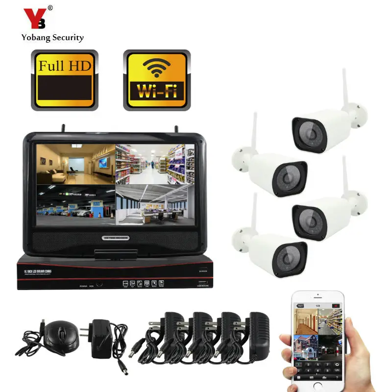 YoBang безопасности 4CH 960 P NVR комплект 1,3 Мп ИК Открытый Всепогодный P2P CCTV Беспроводной IP Камера видеонаблюдения Системы